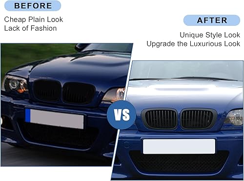 Miniatura 7 de uxcell, parrilla negro mate para BMW 3 Serie 98-01 E46 320i 323i 325i 328i 330i 4 puertas