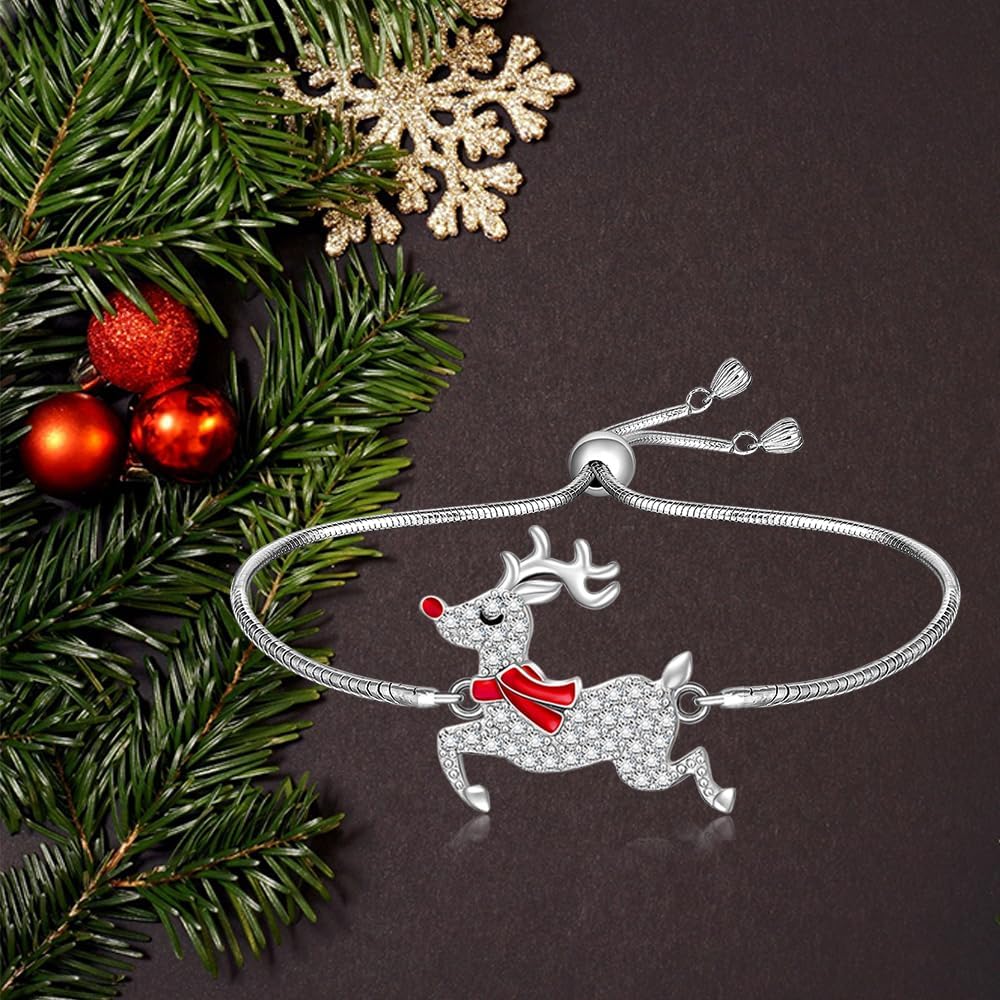 Christmas Bracelet Reindeer Bracelet for Women Sterling Silver Reindeer Bracelet Link Deer Holiday Merry Christmas XMAS Gifts - Image 7