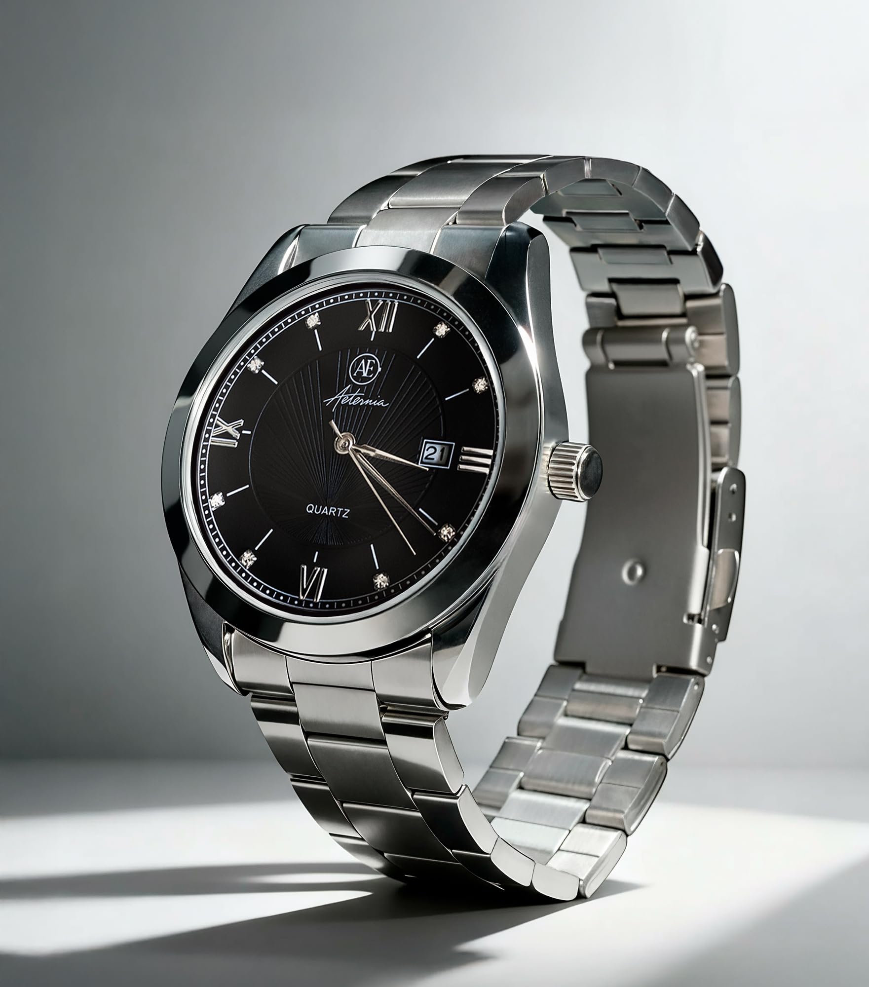 Aeternia - Reloj para hombre, pulsera de acero inoxidable, cuarzo con fecha.
