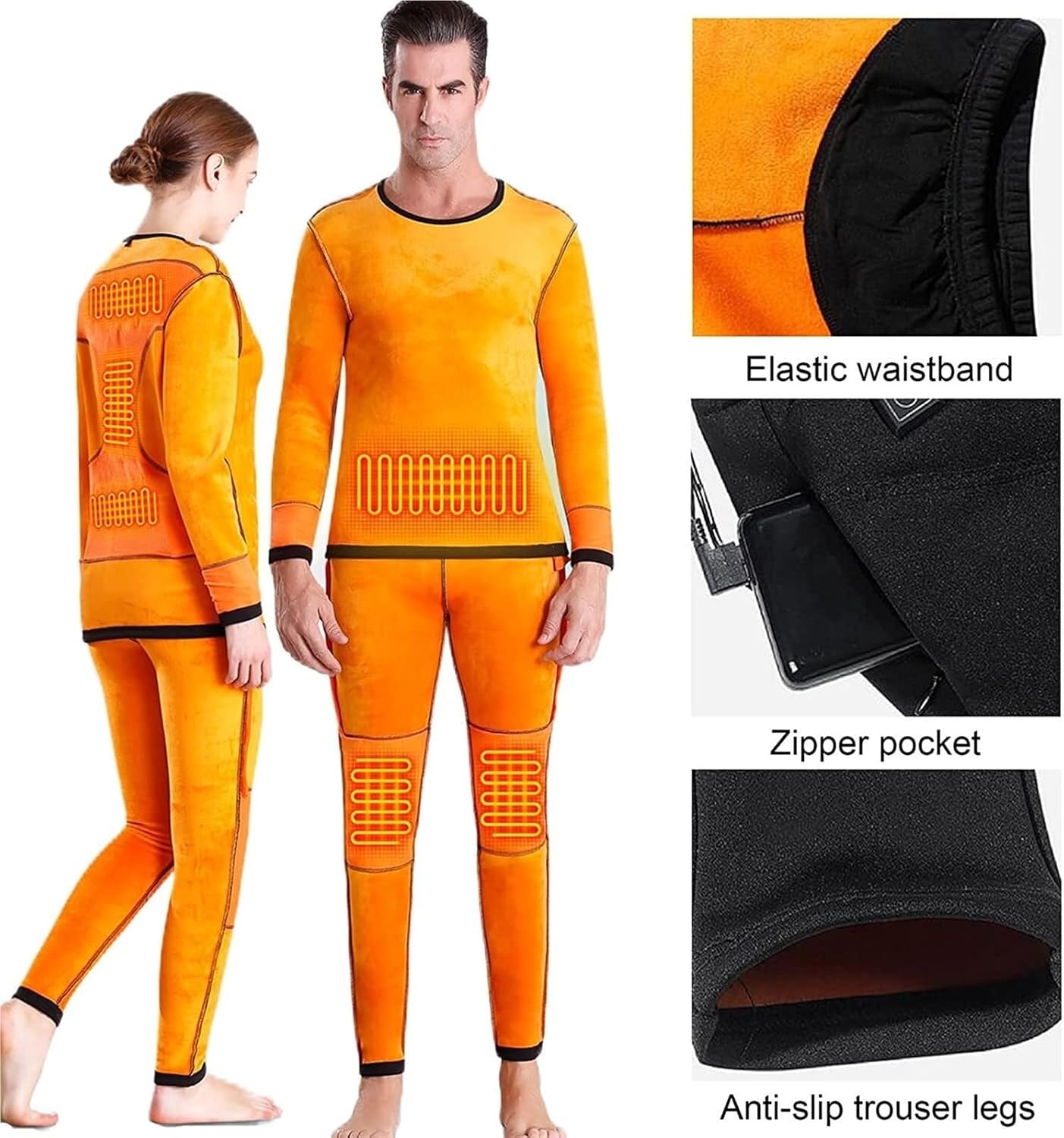 Heated Base Layer Set, Rechargeable Electric Thermal Underwear, Thermal Underwear Long Sleeve Base Layer, Fast Warmth