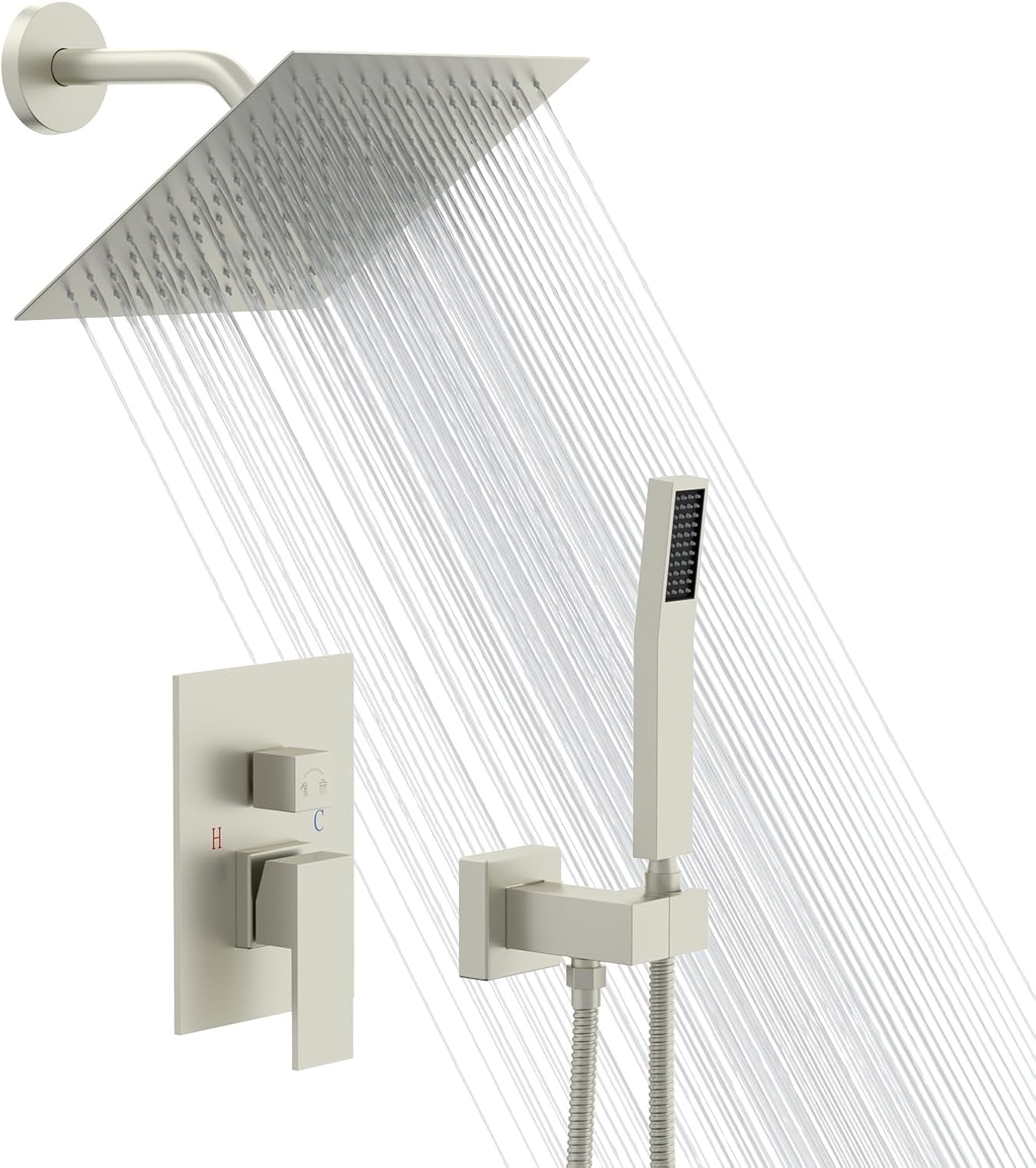 Lordear Rain Shower System 8 Inch Shower Head,Wall Mounted Shower