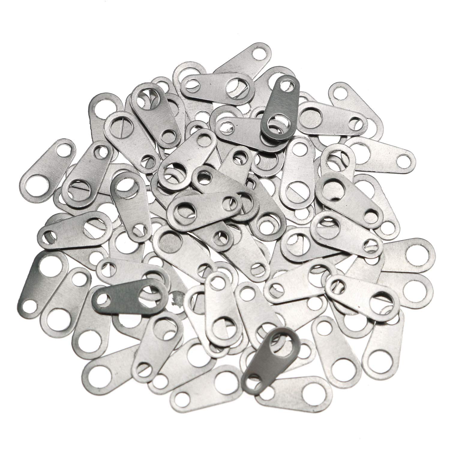 JCBIZ 100pcs 8x4mm Stainless Steel Chain Tabs Chain End Tab Findings for Jewelry Making