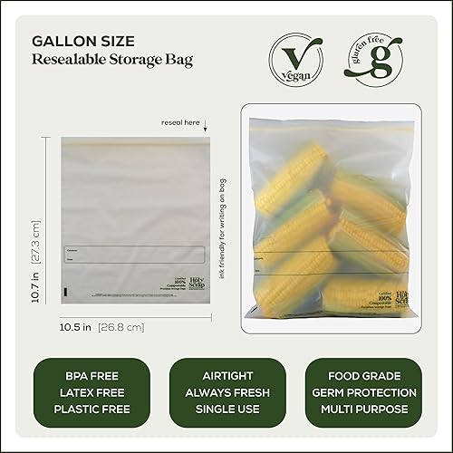Miniatura 8 de HOLY SCRAP! Bolsas de almacenamiento de alimentos 100% compostables, tamaño de un cuarto de galón, paquete de 80 unidades, bolsas resellables con