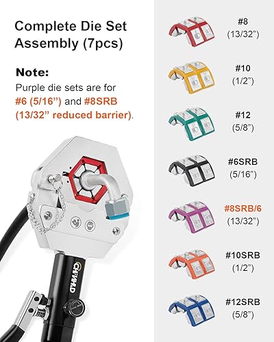 Miniatura 5 de Crimpadora hidráulica de manguera de AC Hydra-Krimp Herramienta de prensado manual para trabajos de reparación de aire acondicionado con accesorios