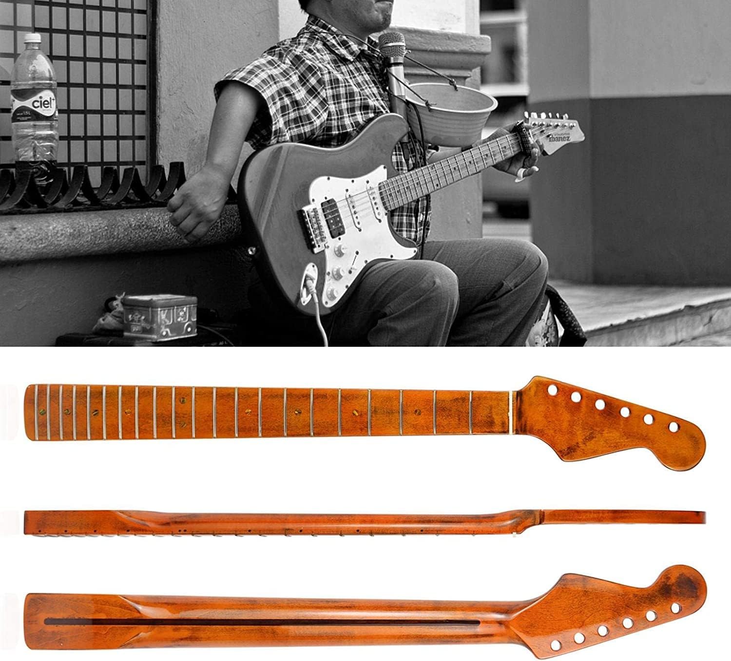 Szyja gitarowa, 21 progów podstrunnicy klonowej uchwyt, do części gitary elektrycznej ST Strat zamiennik