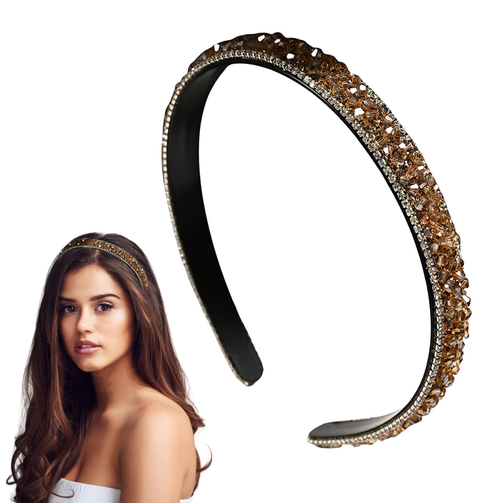Traziewell Ladies Headbands Decorative Sparkly Glitter Crystal Rhinestone Headbands Bling Hair Bands Accessories for Women 2215