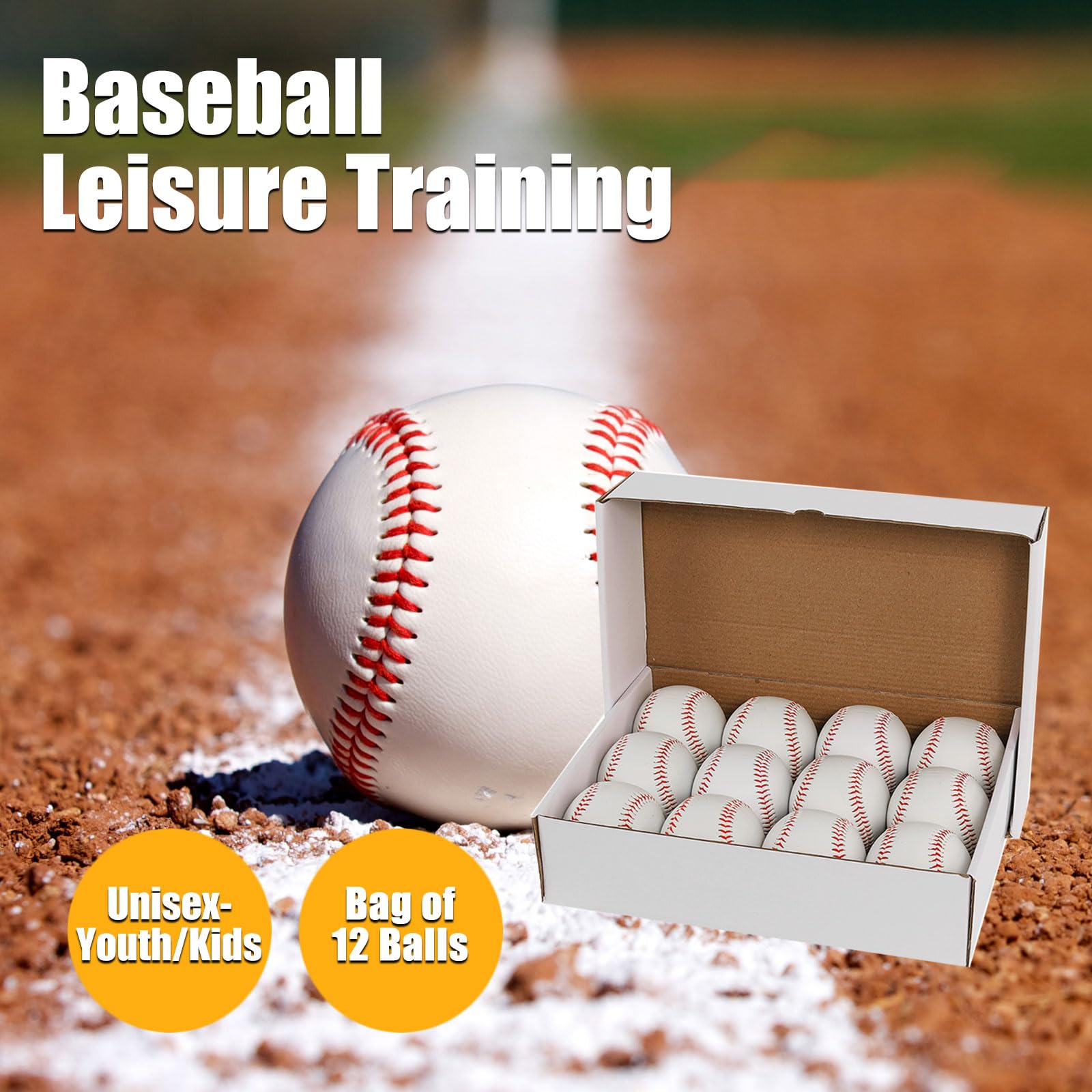 Pelotas de béisbol de tamaño oficial para entrenamiento de béisbol, paquete de 12 pelotas de béisbol en blanco para jóvenes y niños, pelotas de béisbol para juegos de liga, lanzamiento,
