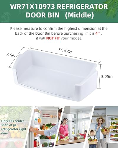 Miniatura 5 de AMI PARTS WR71X10973 WR71X10607 WR71X10607 - Contenedor central de repuesto para puerta de refrigerador Ge AP5628753, 2313915, PS3513394, WR71X10253