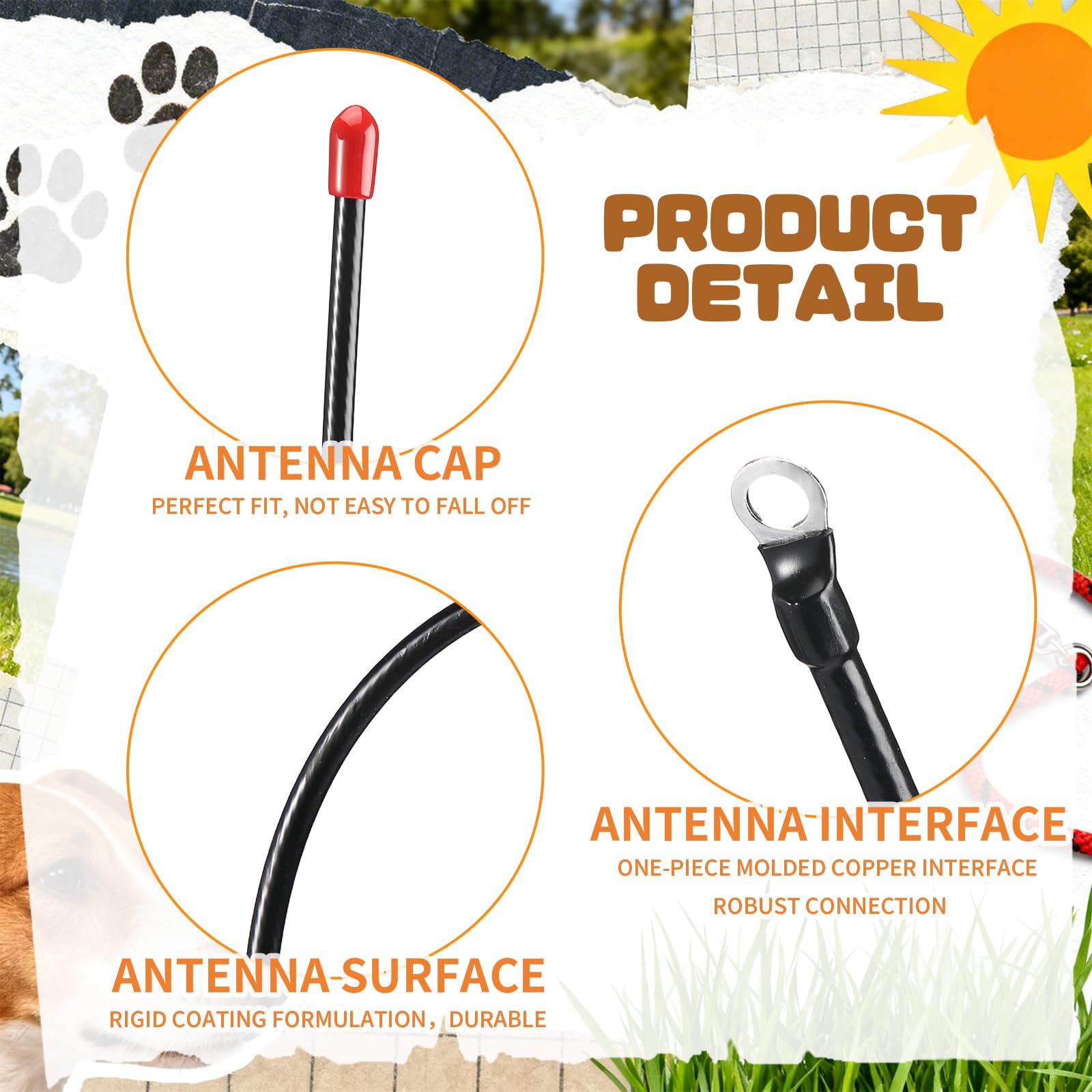 Hsei 3 antenas de repuesto estándar VHF de largo alcance compatibles con Garmin T20, TT25, T5, TT10, TT15, DC50, TB10, dispositivo de collar de perro, color negro