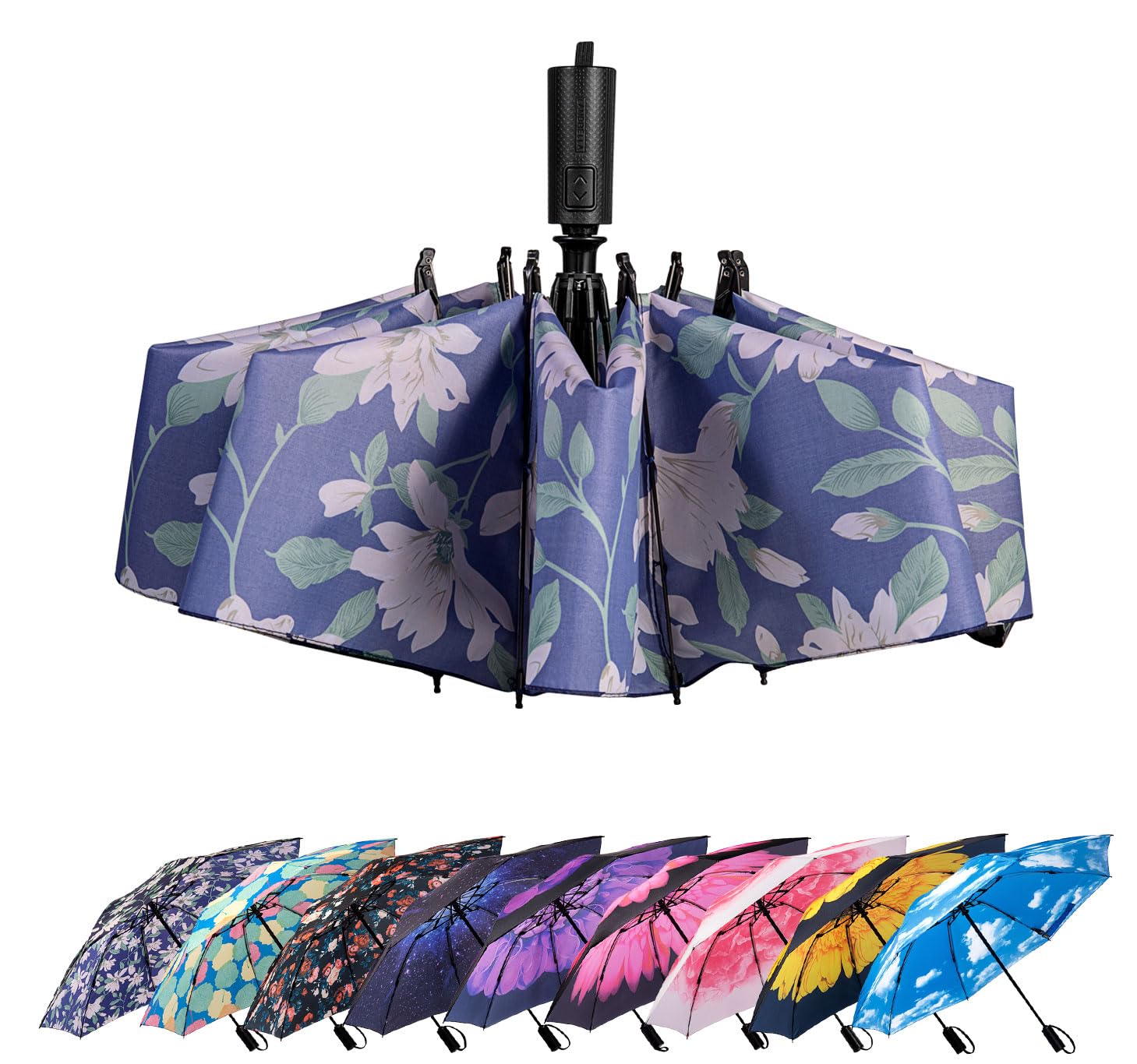 LANBRELLA Regenschirm umgekehrter Reise-Regenschirm, winddicht, kompakt, faltbar, T2.1-Lily