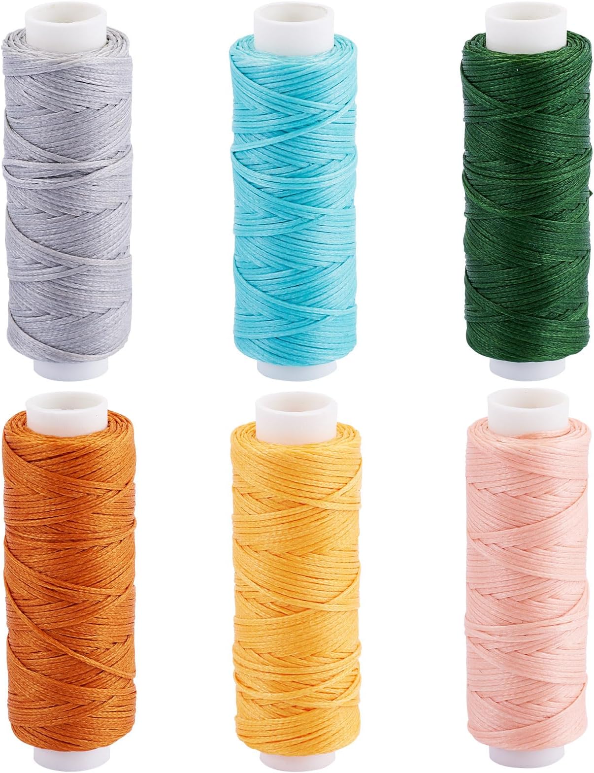 Beadthoven 6 Rolls Flat Waxed Polyester Thread for Leather Sewing String 0.5mm Mixed Color Waxed Cord for Leather Crafts Sewing Stitching Bookbinding Craft DIY Braided Bracelets Jewelry Making