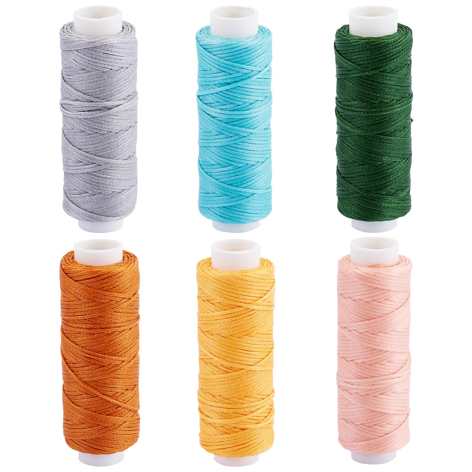 Beadthoven 6 Rolls Flat Waxed Polyester Thread for Leather Sewing String 0.5mm Mixed Color Waxed Cord for Leather Crafts Sewing Stitching Bookbinding Craft DIY Braided Bracelets Jewelry Making