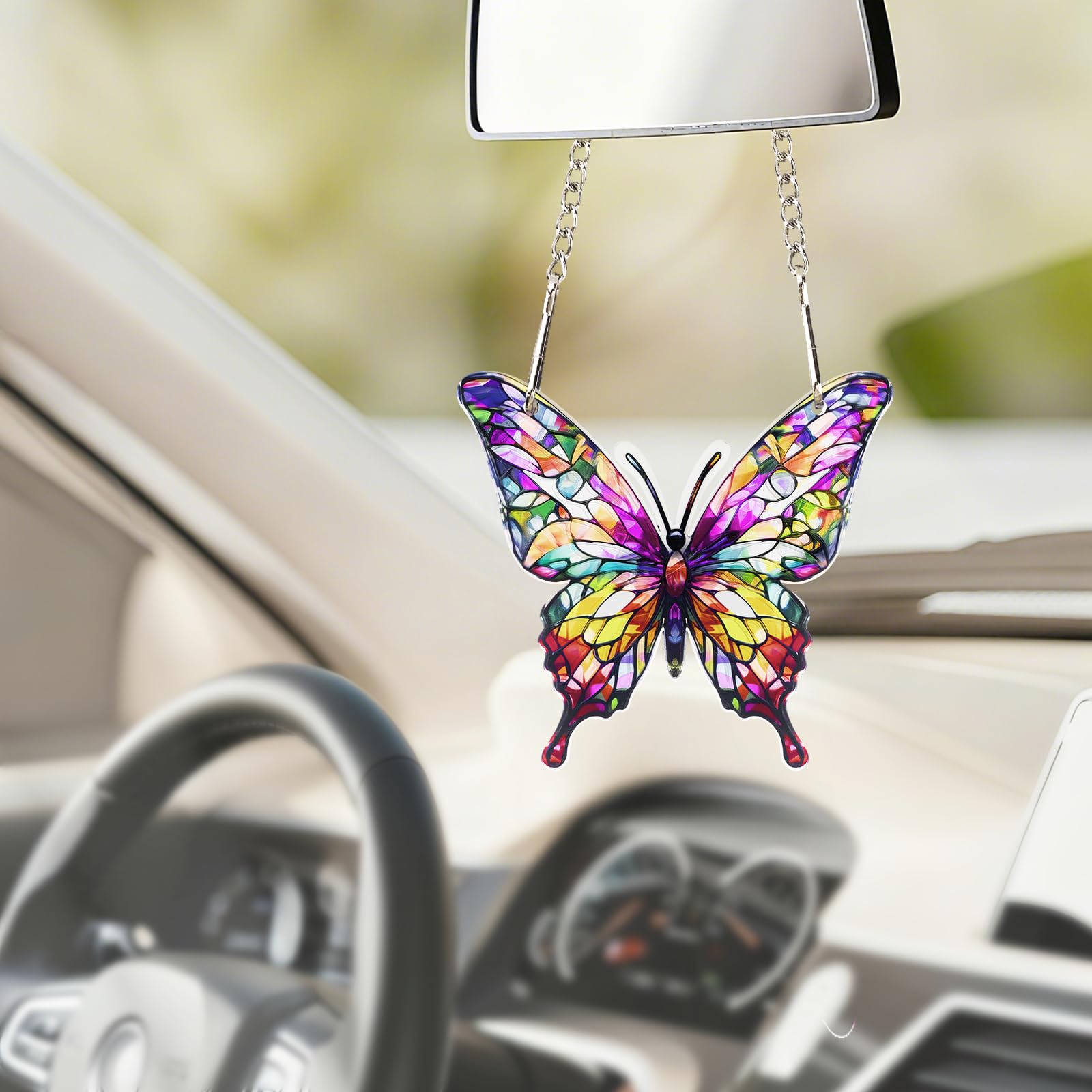 Butterfly Gifts for Women, Butterfly Ornaments Suncatcher Acrylic Decorations Stained Glass Effect Window Hanging with Chain 2026 Inspirational Butterflies Sun Catcher Decor for Christmas Tree