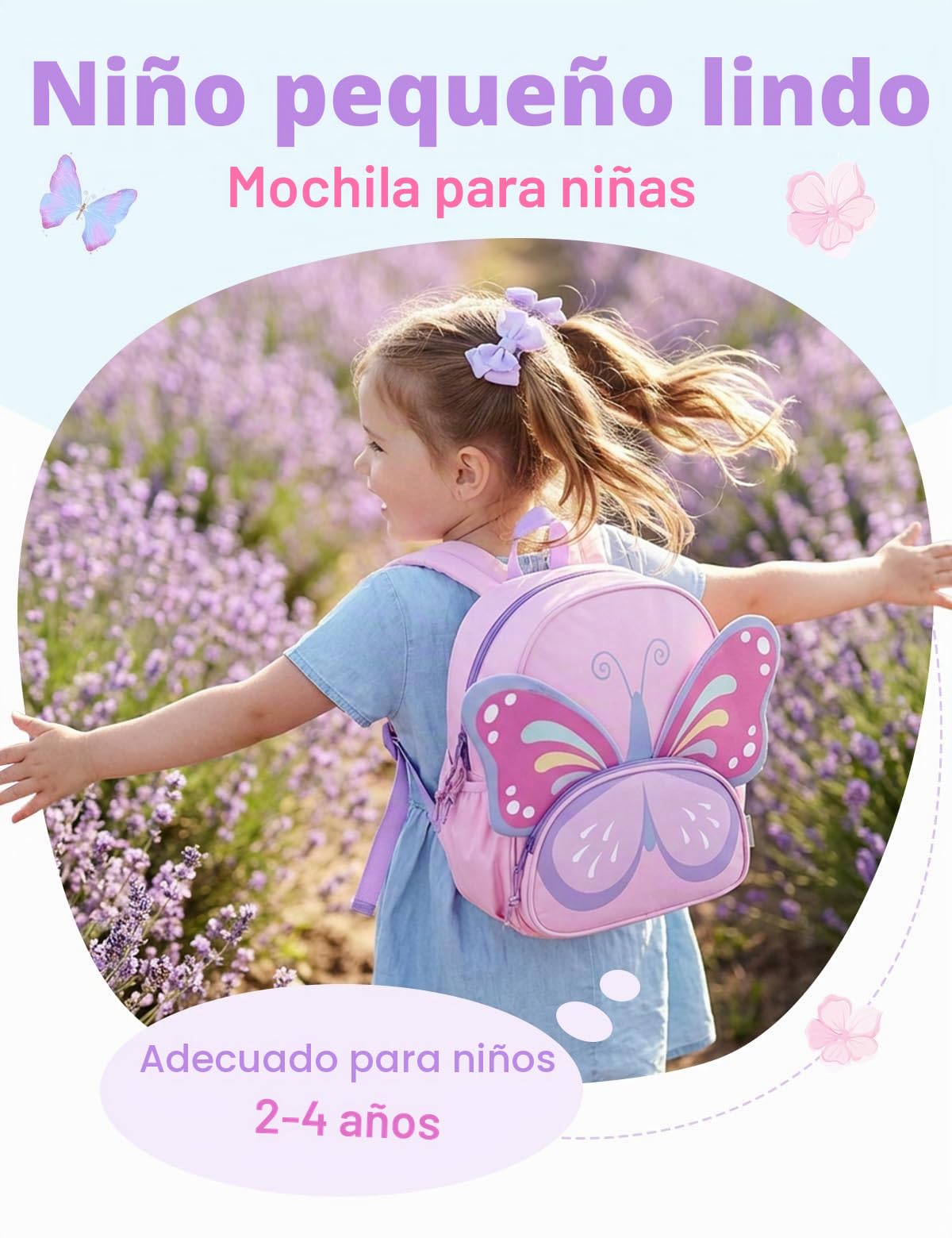 VASCHY Mochila niña y niño 3D 2-6 años Resistente al Agua Para Preescolar | Mochila Escolar Infantil con Cierre en el Pecho y Múltiples Bolsillos,Compartimentos,apta carpeta A4,Bolsillos Laterales