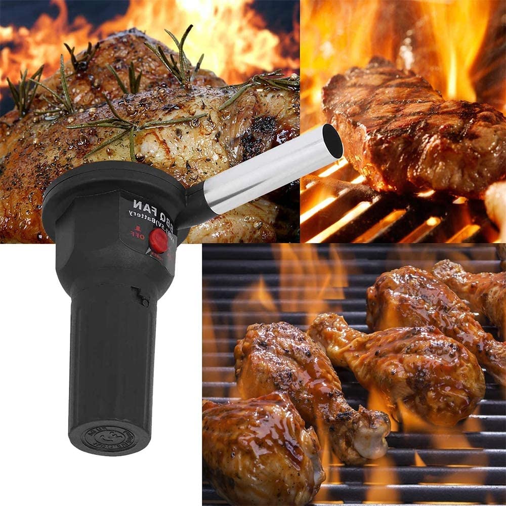 1 Pezzo BBQ Whitewood, Ventilatore Portatile per Barbecue, Ventilatore Portatile Alimentato a Batteria/Strumento di accensione per Barbecue da Campeggio all'aperto Picnic a Carbone