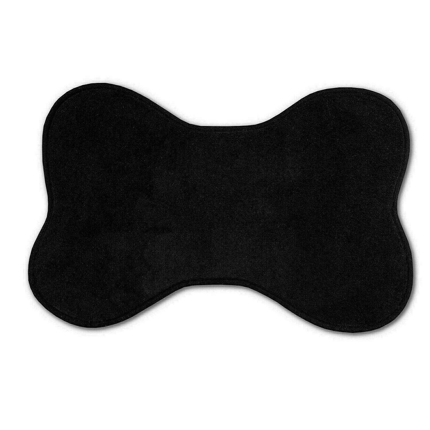 BEDWAY - Bone Shape Pet Feeding Mat, Non Slip Dog Cat Bowl Feed Placemat (Large, Black)