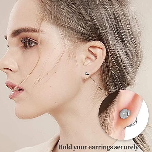 Miniatura 27 de DELECOE 2 pares de aretes de plata de ley 925, chapados en oro de 18 quilates, seguro e hipoalergénico para aretes de diamante, comodidad que no se