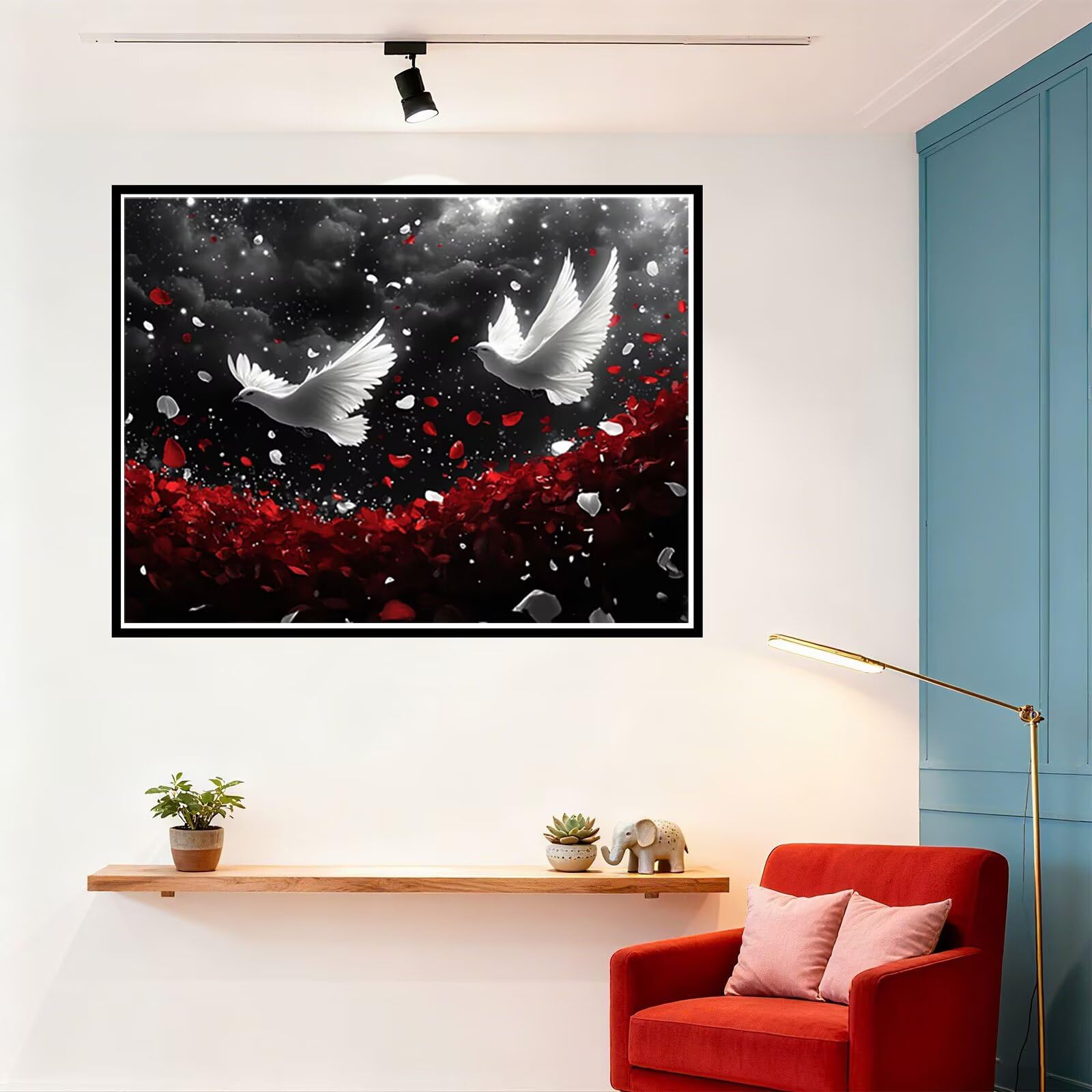 Blume Malen Nach Zahlen Erwachsene Rose Malen Nach Zahlen Kinder ab 7, Set Erwachsene Bastelsachen Kreativ Set für Kinder Geschenke für Männer, Weihnachten Halloween Deko Ohne Rahmen 60x80cm H - 930