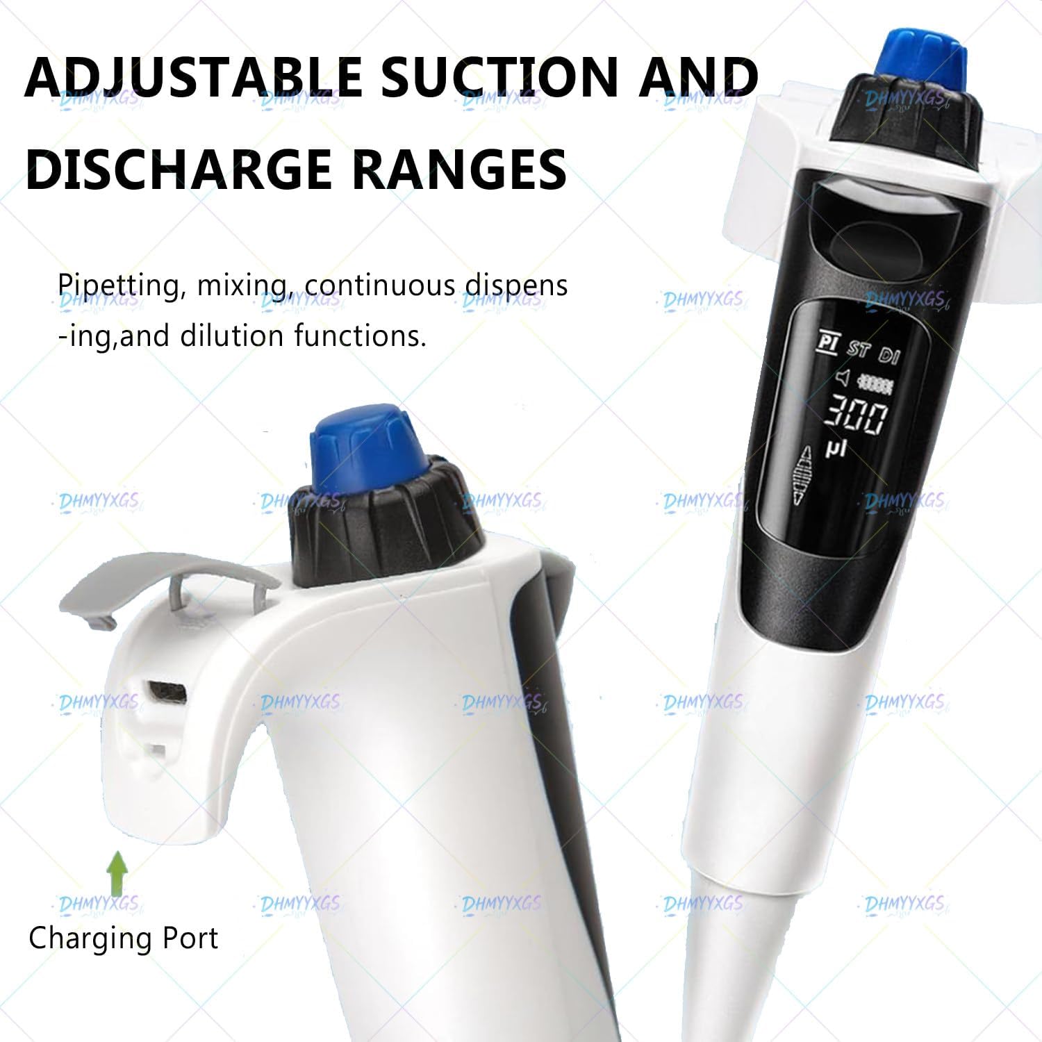 Single Channel Multifunctional Electronic Pipette Adjustable Pipettor W/Universal Tip & Autoclavable Piston,Volume Range 0.5-10ul,Increments of 0.01ul,Case of 1 5to50µL