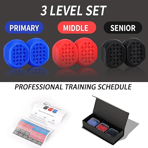 Miniatura 4 de NAYCNYCON Ejercitador de mandíbula 3 niveles de resistencia (6) tabletas de silicona para ejercitar la mandíbula, ejercicio de mandíbula para