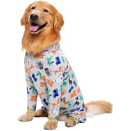 Amazon 綿大型犬服パジャマ中犬 コスチュームジャンプスーツ犬用服男性女性完全に覆われた腹 Hxkj コスチューム 通販