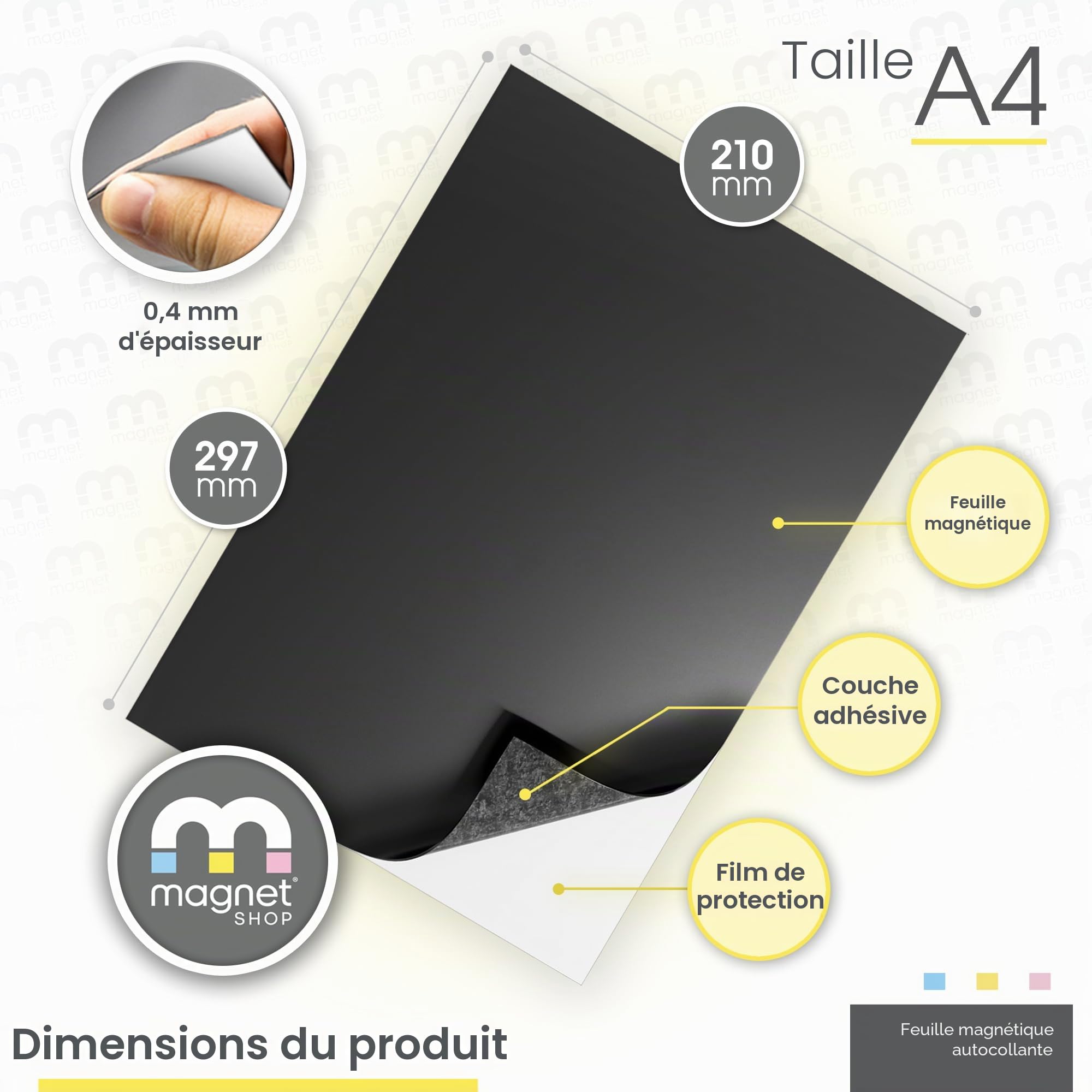TMS Feuilles magnétiques autocollantes | Pour le rangement de matrices magnétiques, travaux manuels, voitures, taxis, véhicules, fabrication de panneaux