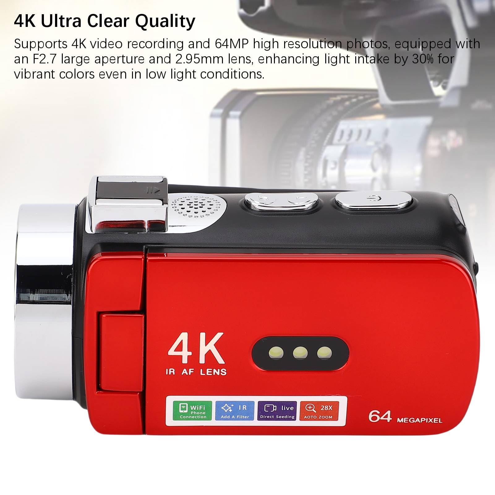 Gugxiom Videocamera Videocamera, Registratore di Fotocamere Digitali HD 4K 64MP per YouTube Tiktok, Schermata di Rotazione da 3 Pollici da 180 Gradi CARCORDERS per Bambini, Adolescenti,
