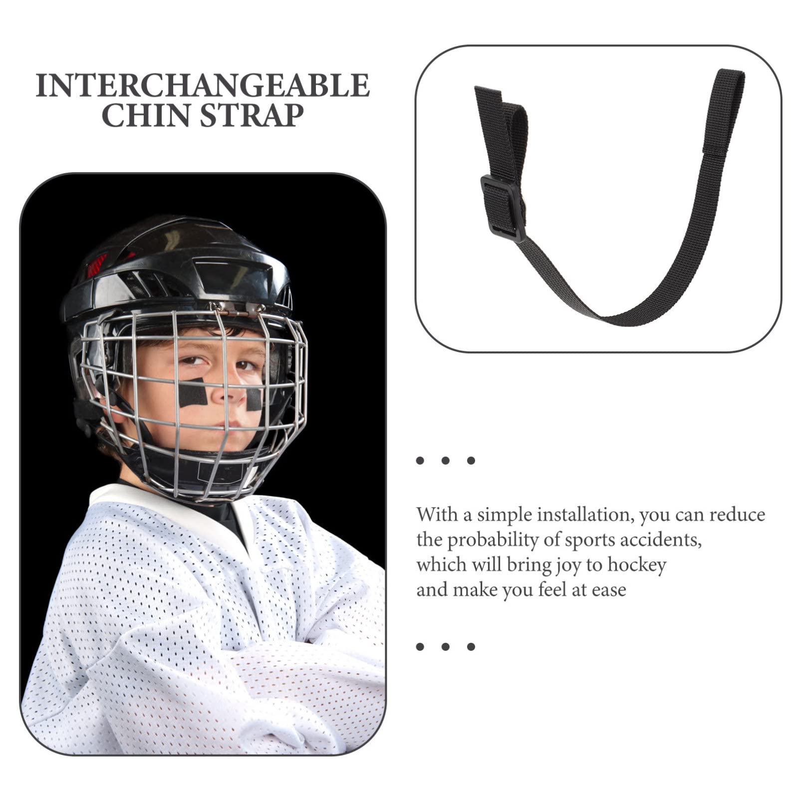 TOYANDONA Correa de Barbilla para Casco de Hockey y Cómodo para Hockey sobre Hielo Reemplazo Durable de Correa de Casco para Seguridad y