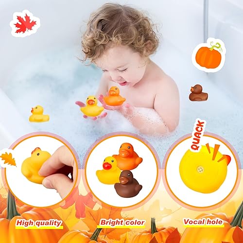 Miniatura 3 de 120 patos de goma de Acción de Gracias, para otoño, otoño, Acción de Gracias, flotante, patos chirriantes para fiestas temáticas de otoño,