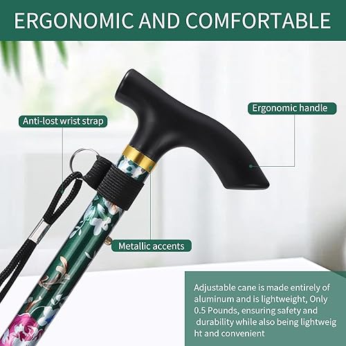 Miniatura 6 de Walking Cane, Folding Cane for Man & Women, Portable Lightweight 5-Level Adjustable Height, Collapsible Cane for Seniors Balancing Mobility Aid
