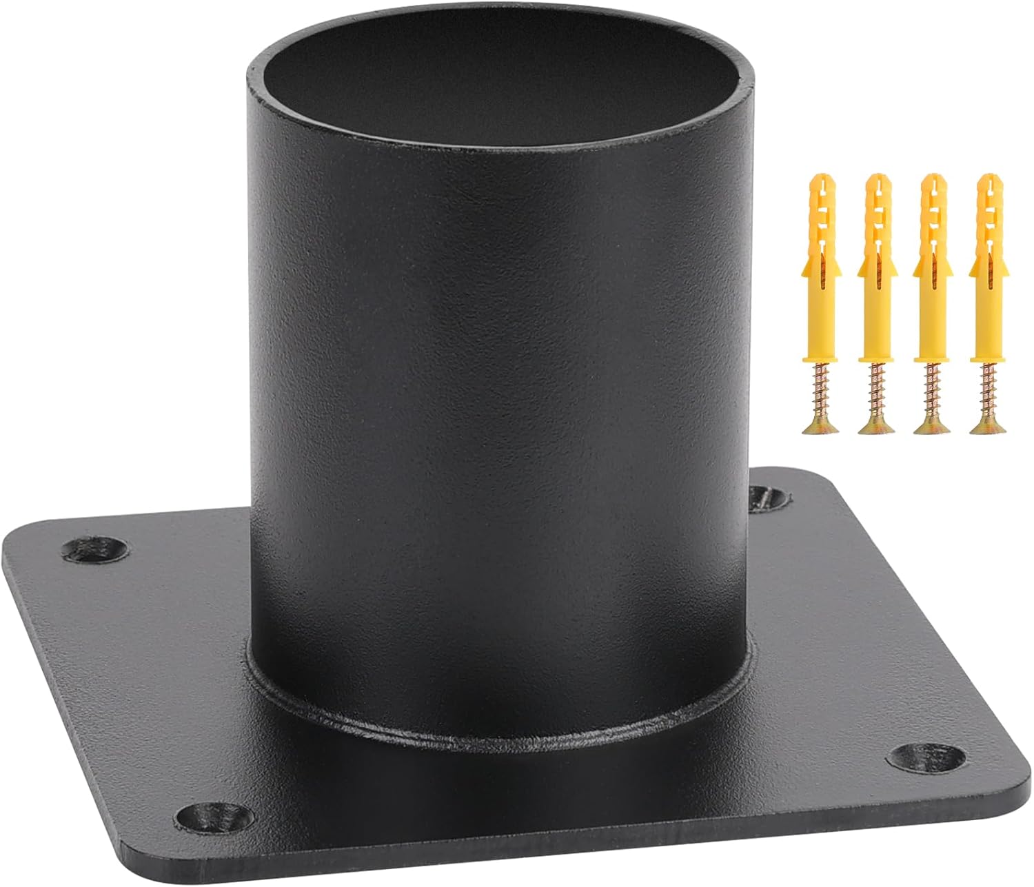 Heavy Duty 3" Pier Mount Adapter for Surface Mount Posts, Outdoor Black Metal Base for Lamp Post, Mailbox Pole, Light Pole – Rust-Resistant Bracket for Patio, Garden, Driveway, and Walkways