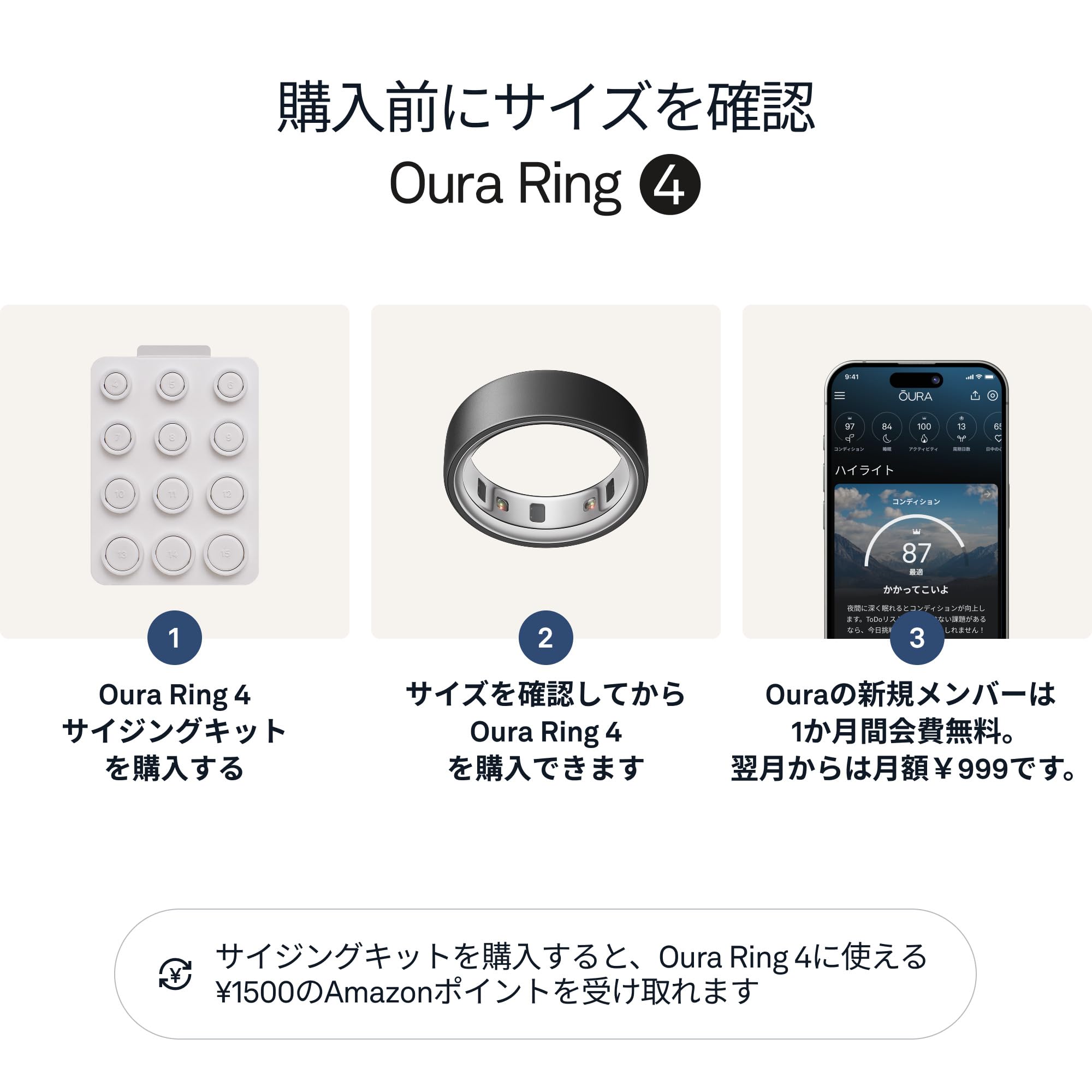 Amazon.co.jp: Oura Ring 第4世代 – ダークグレー – サイズ8
