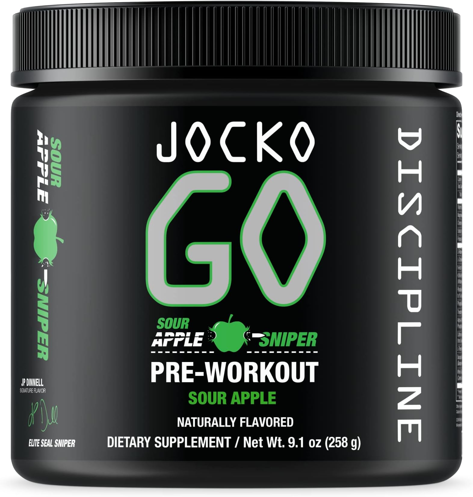 Jocko Fuel Pre Workout Powder with L-Citrulline, Nootropic & Caffeine for Endurance & Stamina - Keto, Low Sugar Blend for Distance Running, Cycling, Jiu Jitsu - 30 Servings (Sour Apple)