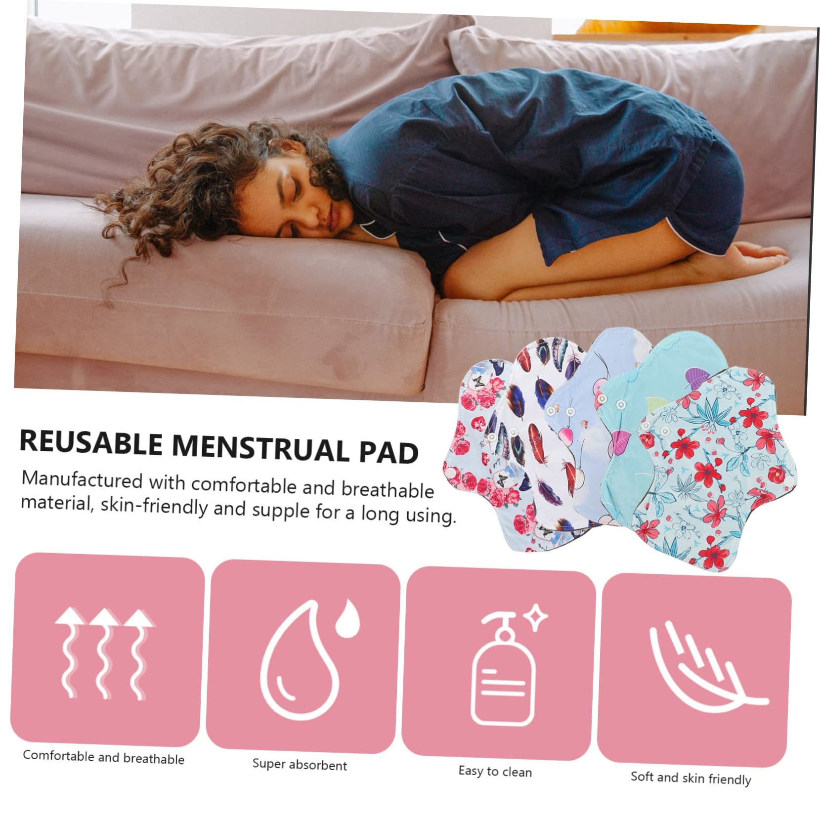 Didiseaon Servilletas Sanitarias De Compresas Menstruales Femeninas Lavables Compresas Higiénicas Absorbentes Para Mujer Uso Diario
