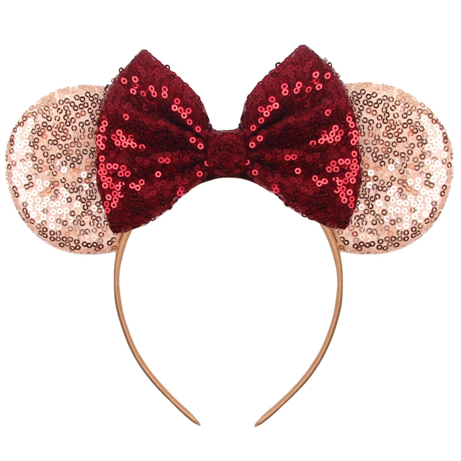 Sequin Mouse Ears Headbands for Women Girls Boys, Glitter Bows Headband for Kids Adults Birthday Party Costume Halloween