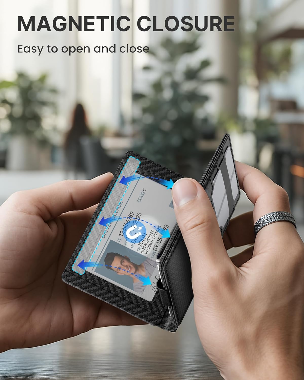 typecase Leather Wallet for Men Card Holder: Premium Genuine Leather, RFID Blocking, Slim, Minimalist, Front Pocket - 15 Cards Capacity | ID Window | Money Clip (Carbon Fiber) - Image 8