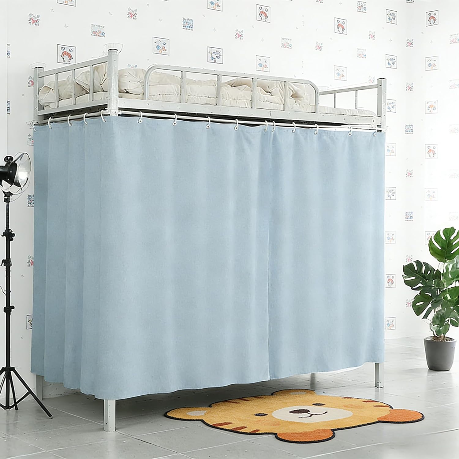 Thickened Bed Curtain Blackout Dorm Sleep Cloth Bed Canopy Bunk Bed Curtains for Bottom Black 2PCS