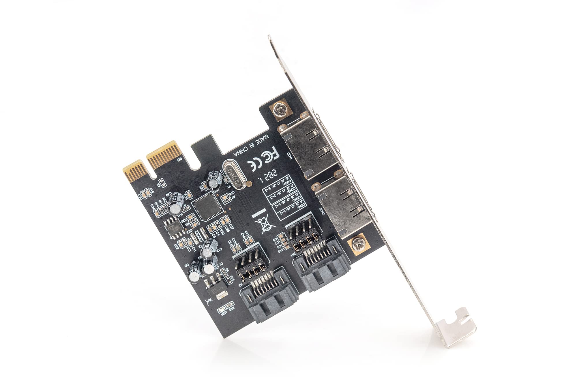 DIGITUS SATAIII PCIe karta rozszerzeń - 2x wewnętrzne porty SATA - 2x zewnętrzne porty eSATA - 6 Gbit/s - dla dysków SSD, HDD lub napędów optycznych