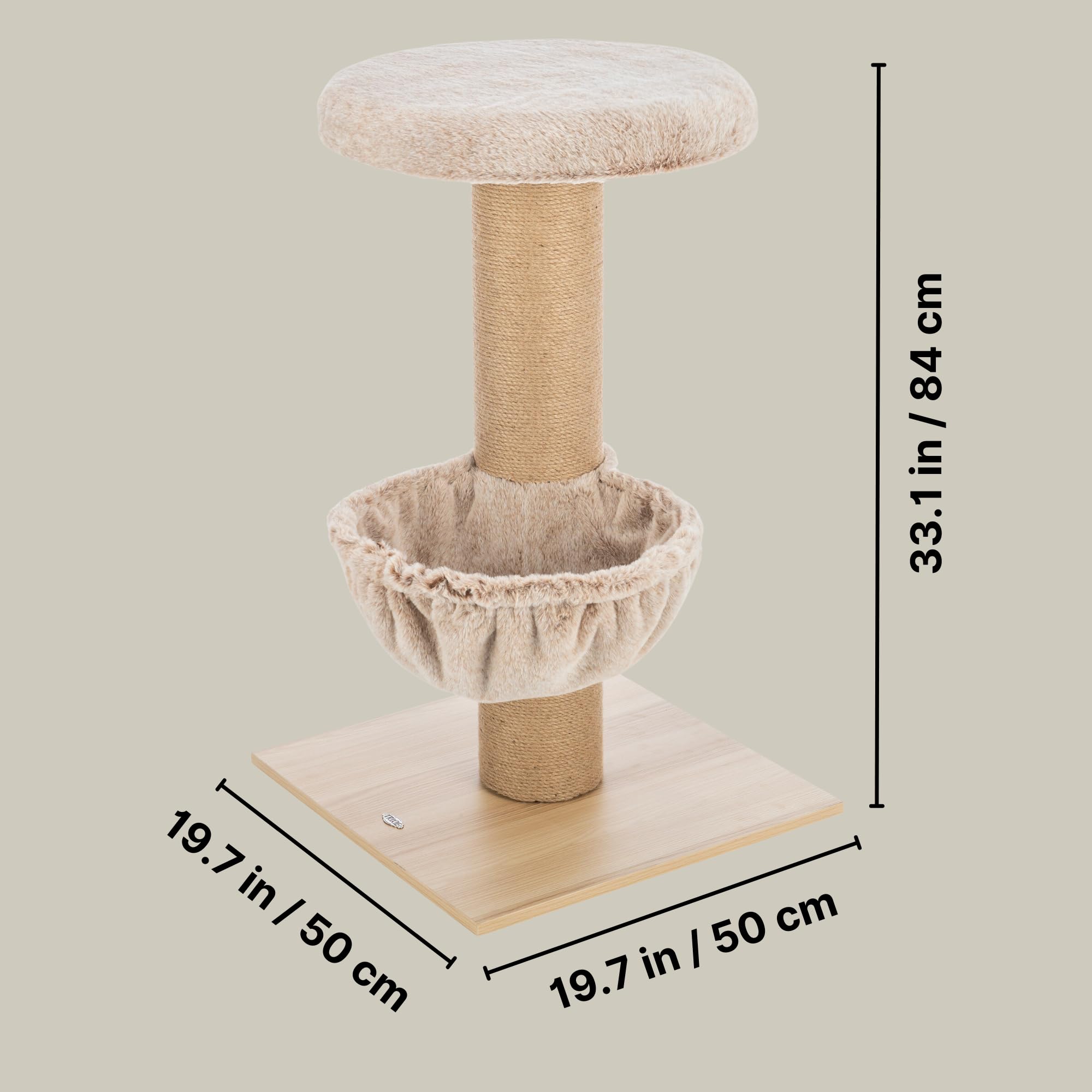 TRIXIE Mauricio - Albero per gatti con pali in iuta, letto accogliente e grandi piattaforme, mobili per gatti da interno per graffiare e arrampicarsi, beige, 50 x 50 x 84 cm