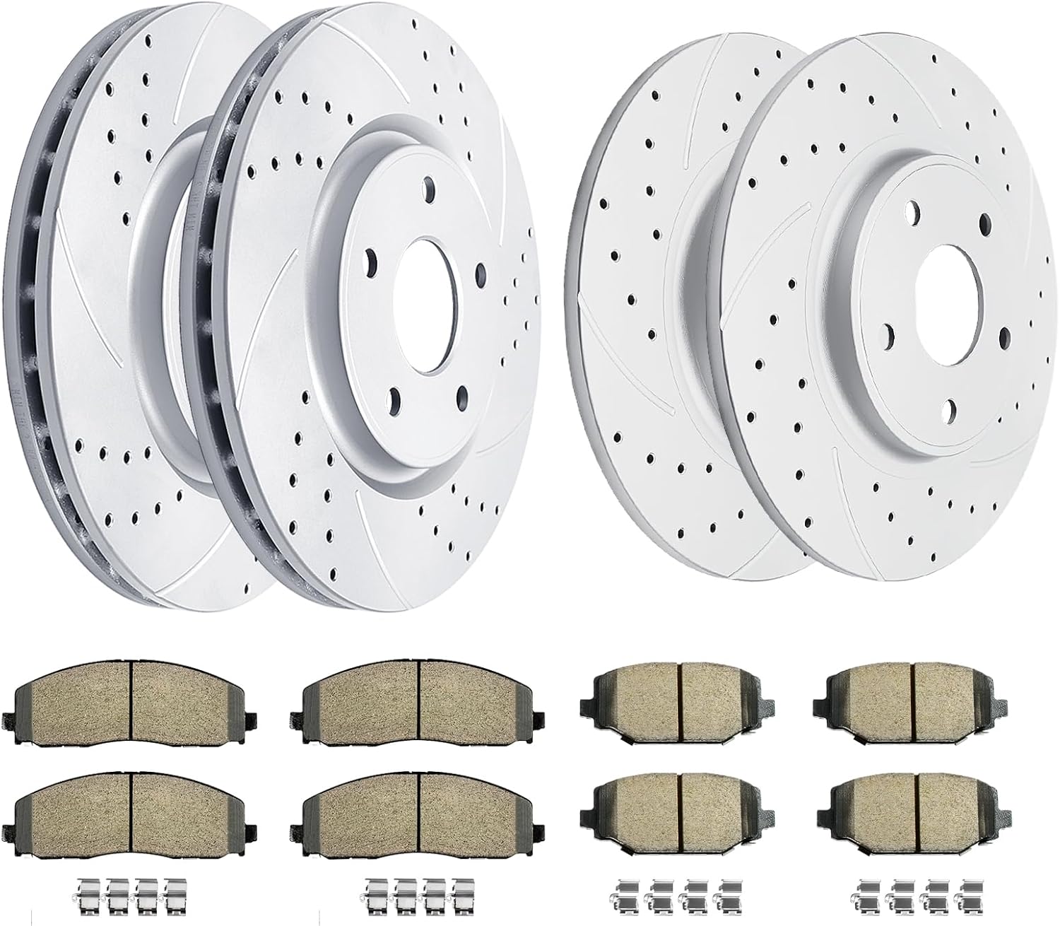 Acinoparts Brake Kit Replacement for Chrysler Town & Country Dodge Grand Caravan Journey Ram C/V Drilled & Slotted Brakes Rotors Ceramic Brake Pads 12.99 inch Front Rotor 12.91 inch Rear Rotor
