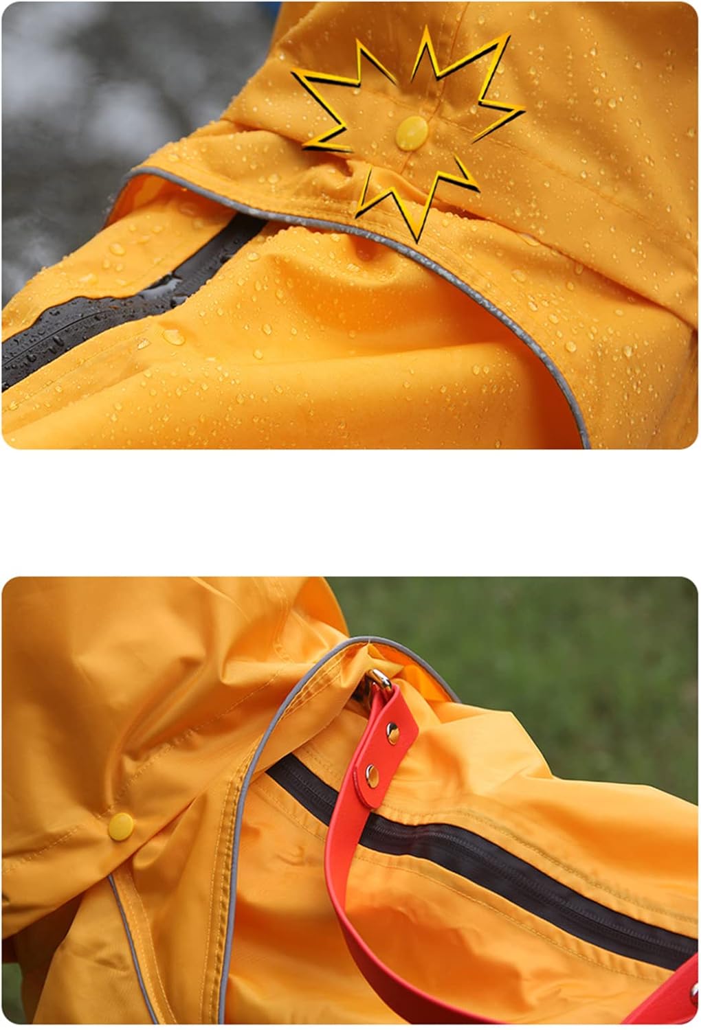 Large Dog Raincoat Hoodies Poncho Pet Water Proof Clothes Lightweight Rain Jacket with Transparent Brim/Strip Reflective for Medium Large Dogs