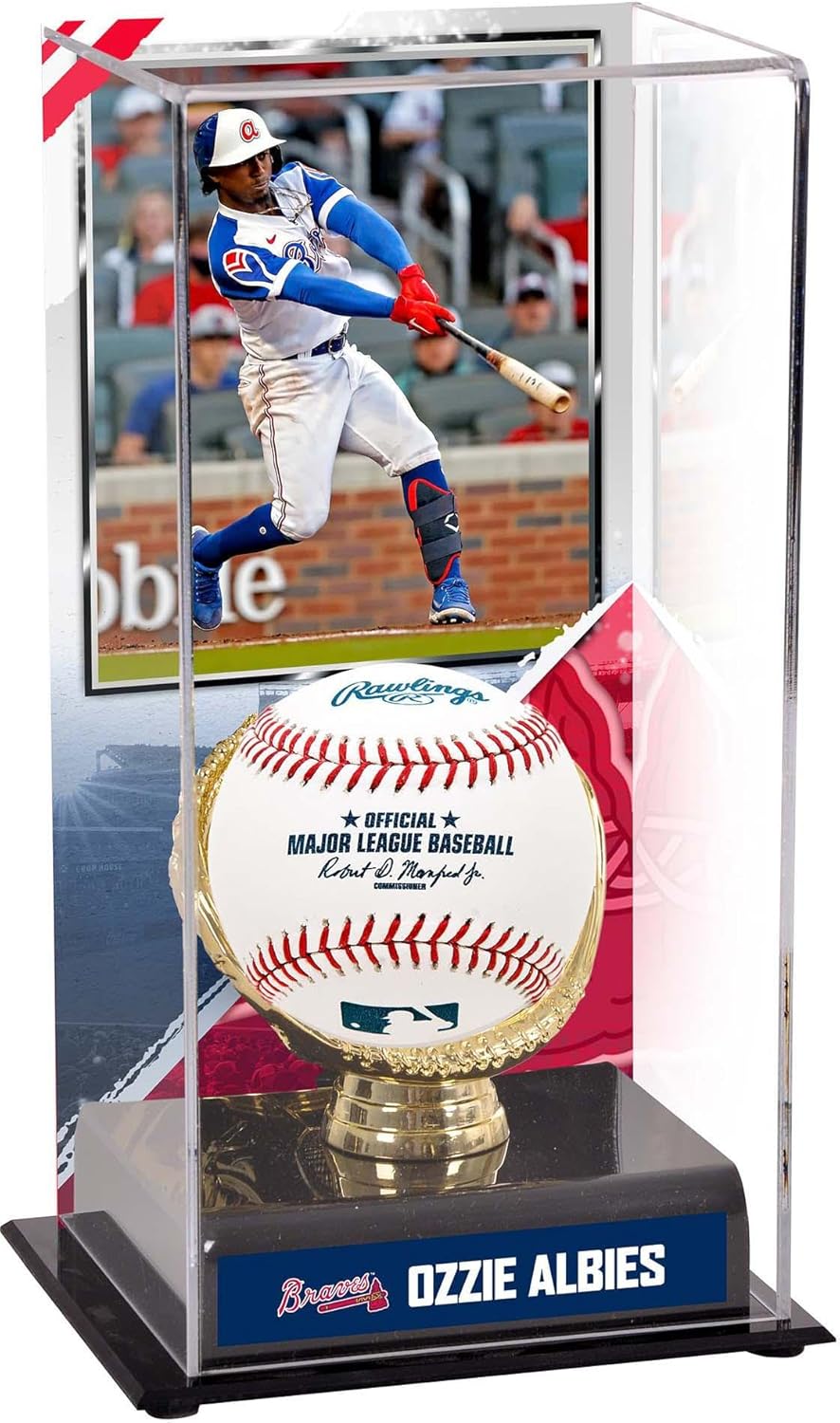Ozzie Albies Atlanta Braves Glove Display Case with Image - Baseball Logo Display Cases ''Case Only''
