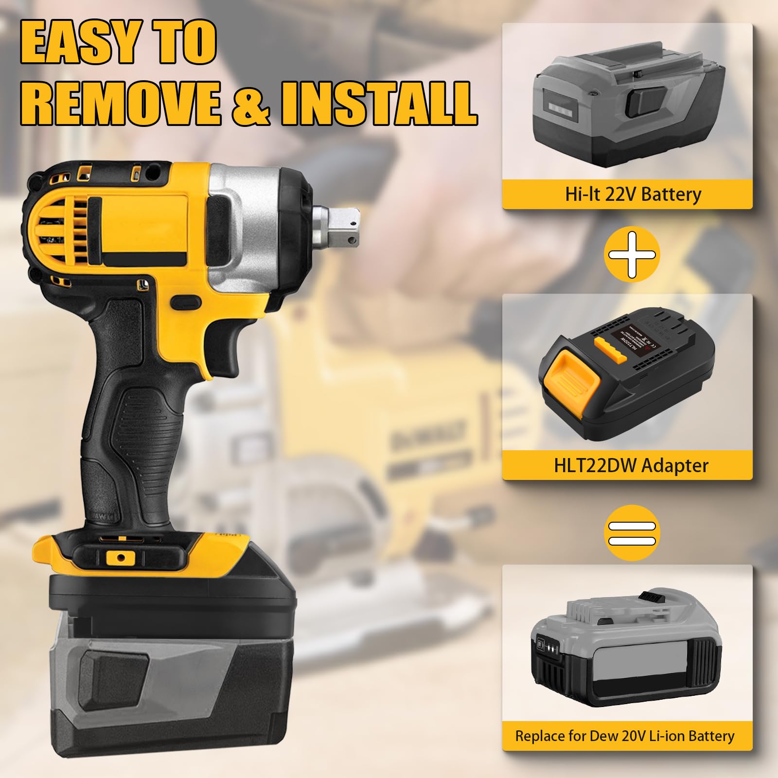 Adapter for Hilti to for Dewalt 20V Tool,for Hilti 22V B22 Battery Convert  to for Dewalt 20V MAX DCB204 DCB206 Battery,Work for DEWALT 20Volt MAX