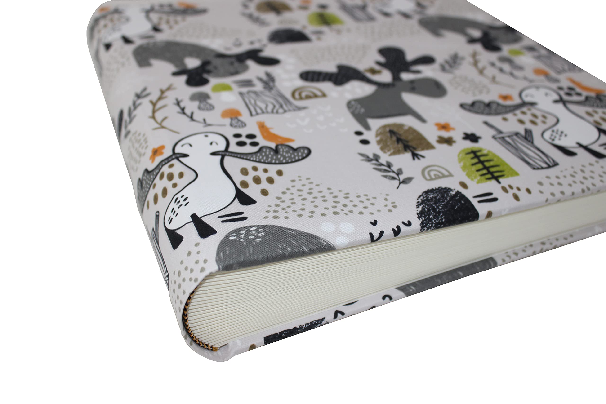 Álbum de fotos infantil con cubierta de tela de algodón gris, gran formato.
