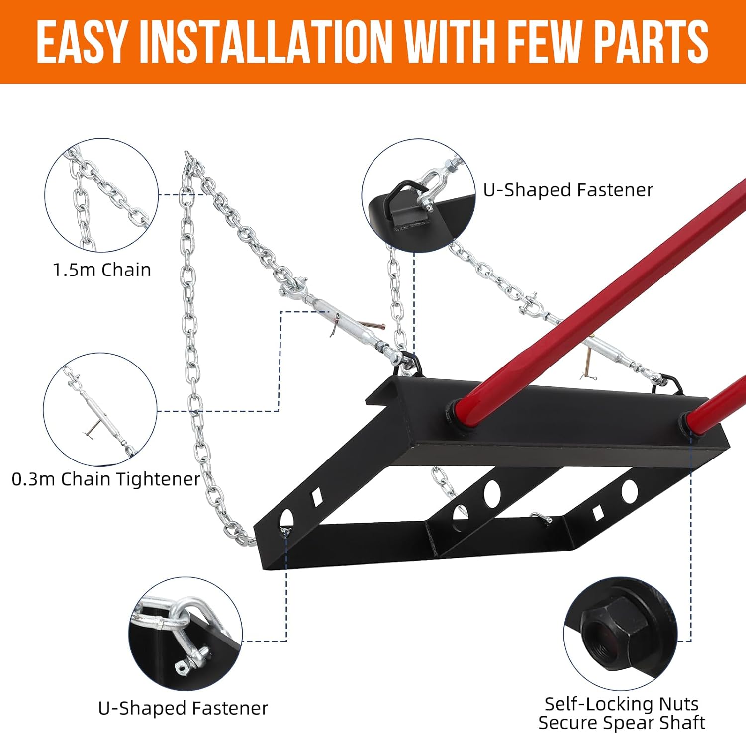 GarveeLife 49" Hay Spear,Bale Spear 4000lbs Capacity Universal Bucket Front Skid Steer Loader Tractor Bucket Attachment Quick Attach for Bobcat Tractors