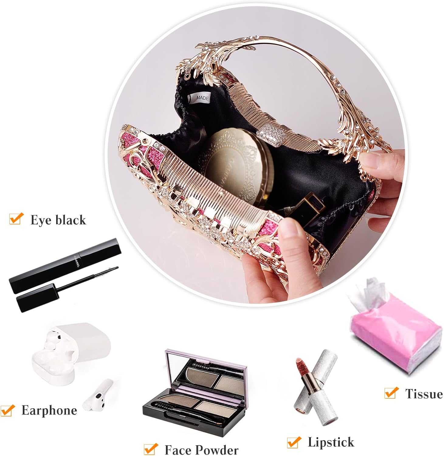 Women Rhinestone Evening Bag Sparkly Sequin Purse Crystal Clutch Bag Bridal Wedding Handbag Glitter Shoulder Bag - Image 5