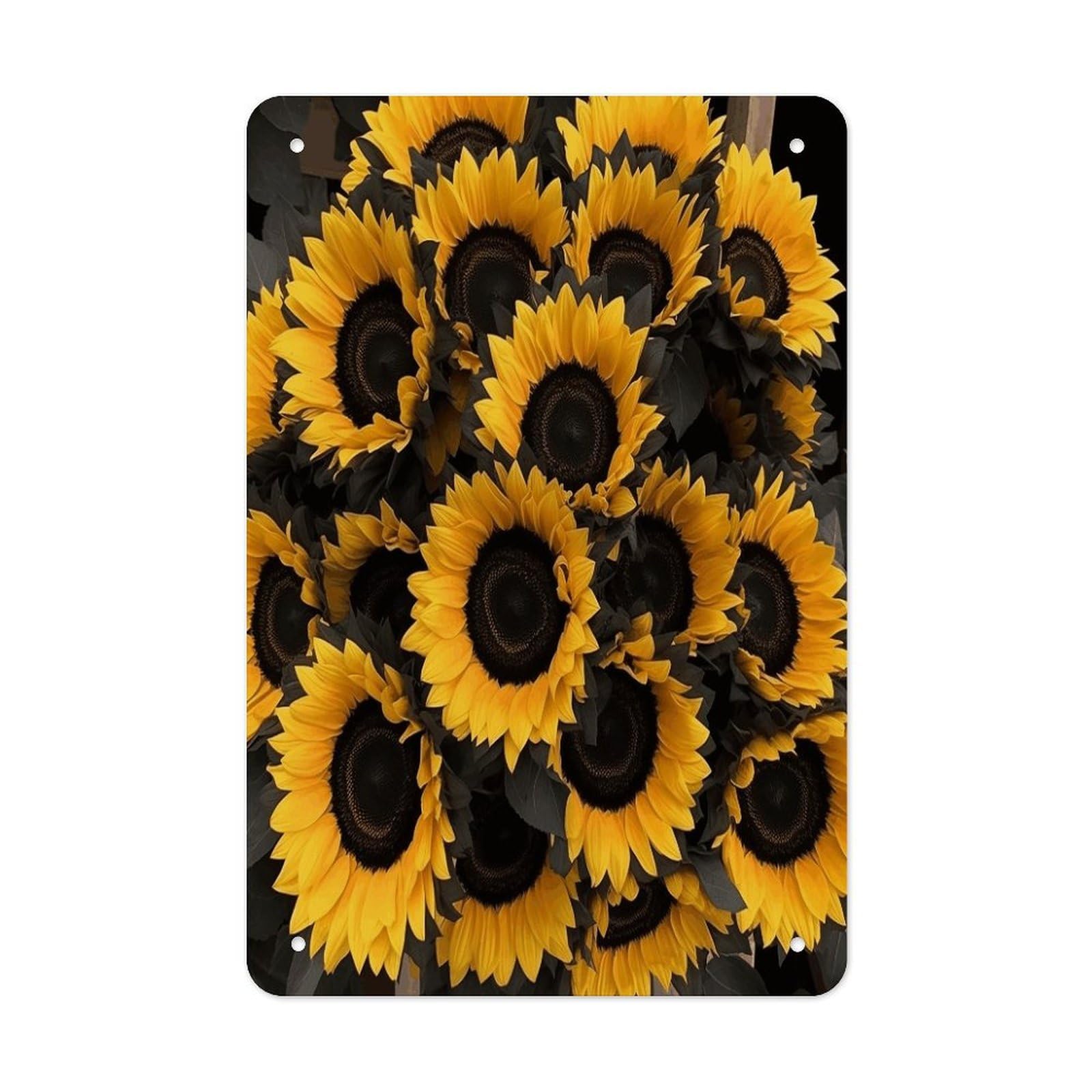 Btcowzrv Style A Bouquet Of Black Sunflowers Metal Tin Sign Wall Decor Hanging Plaque