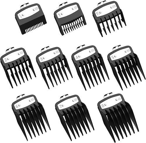Protectores de cortaúñas para Wahl con clip de metal, de 116 pulgadas a 1 pulgada (0.059-0.984in), 10 guías de corte de pelo profesionales de