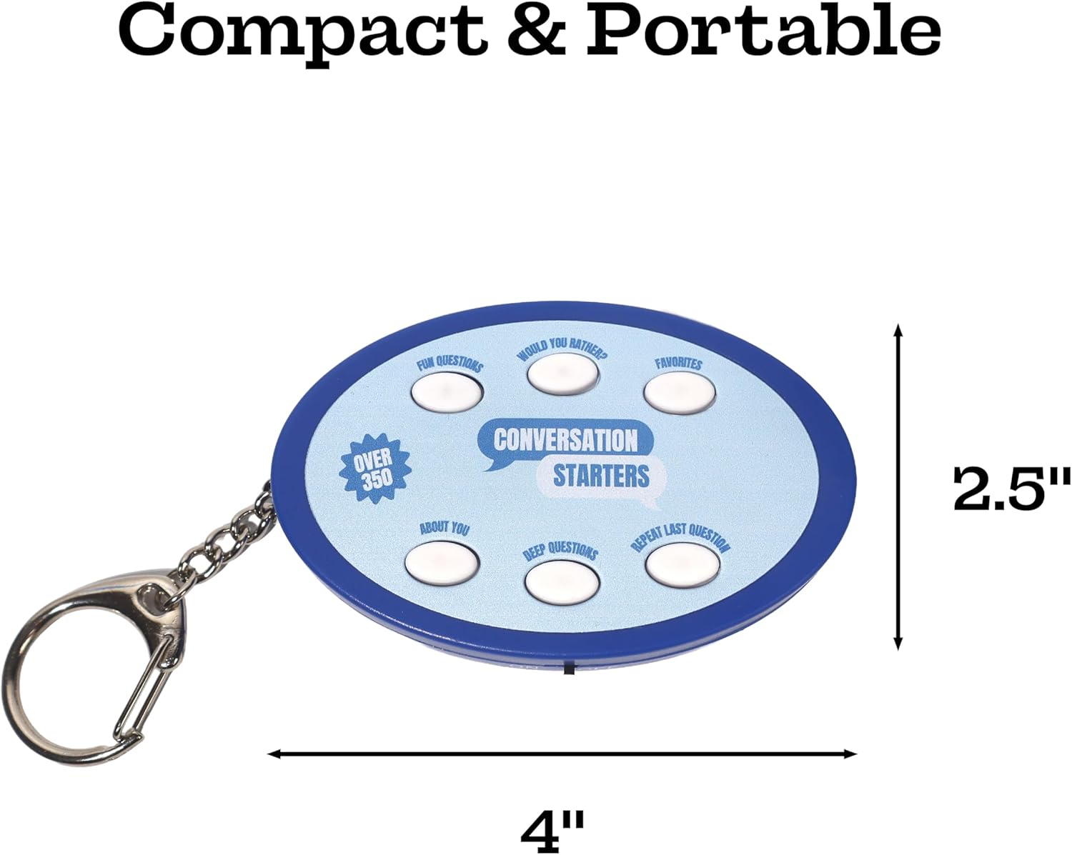 350+ Electronic Conversation Starters Keychain - Audio Ice Breaker Game with 350+ Questions - 5 Categories: Fun, Would You Rather, Deep Questions - Portable Family Conversation Cards & Table Topics