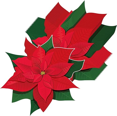 Paquete de 50 manteles individuales de papel de Navidad desechables de flores de Navidad, manteles individuales de papel decorativo para el hogar,